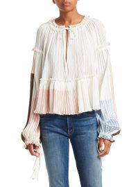 Pleated Peplum Crop Blouse at Saks Fifth Avenue